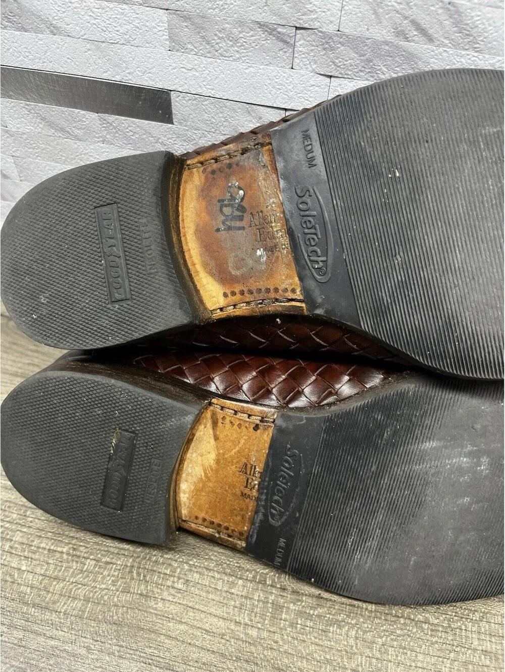 Allen Edmonds Messina Moc Loafers Men’s 7.5 EEE Weave Intrecciato Brown Italy